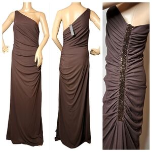 NWT Laundry by Shelli Segal brown stretch gown. 12